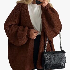 Oversized Cozy Brown Cardigan